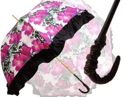 Women's Ruffled Umbrella Studied with a Multicor Pattern