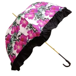 Women's Ruffled Umbrella Studied with a Multicor Pattern