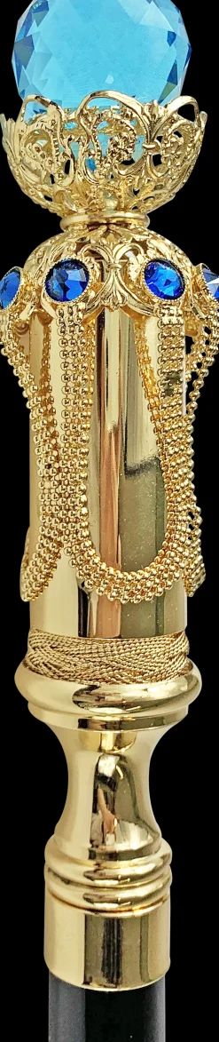 Wonderful mylord walking cane with big Aqua crystal