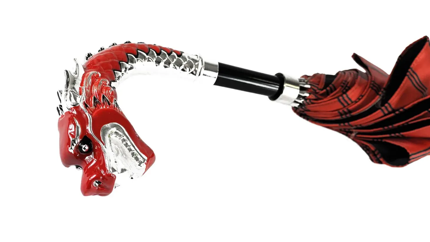 Wonderful umbrella with hand painted and silverplated 925 Dragon